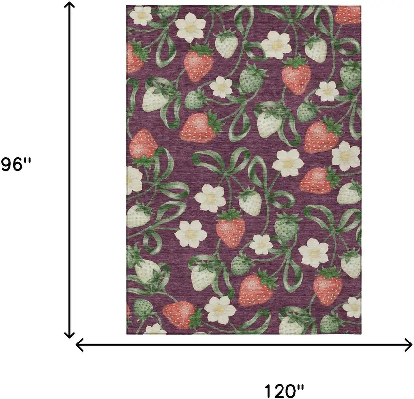 Eggplant And Purple Floral Washable Indoor Outdoor Area Rug Photo 5