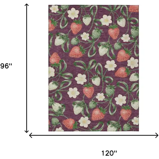 Eggplant And Purple Floral Washable Indoor Outdoor Area Rug Photo 5