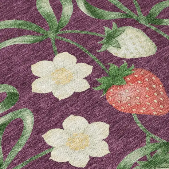 Eggplant And Purple Floral Washable Indoor Outdoor Area Rug Photo 4