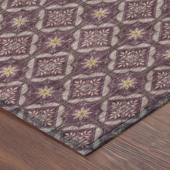 Eggplant And Purple Geometric Washable Indoor Outdoor Area Rug Photo 4