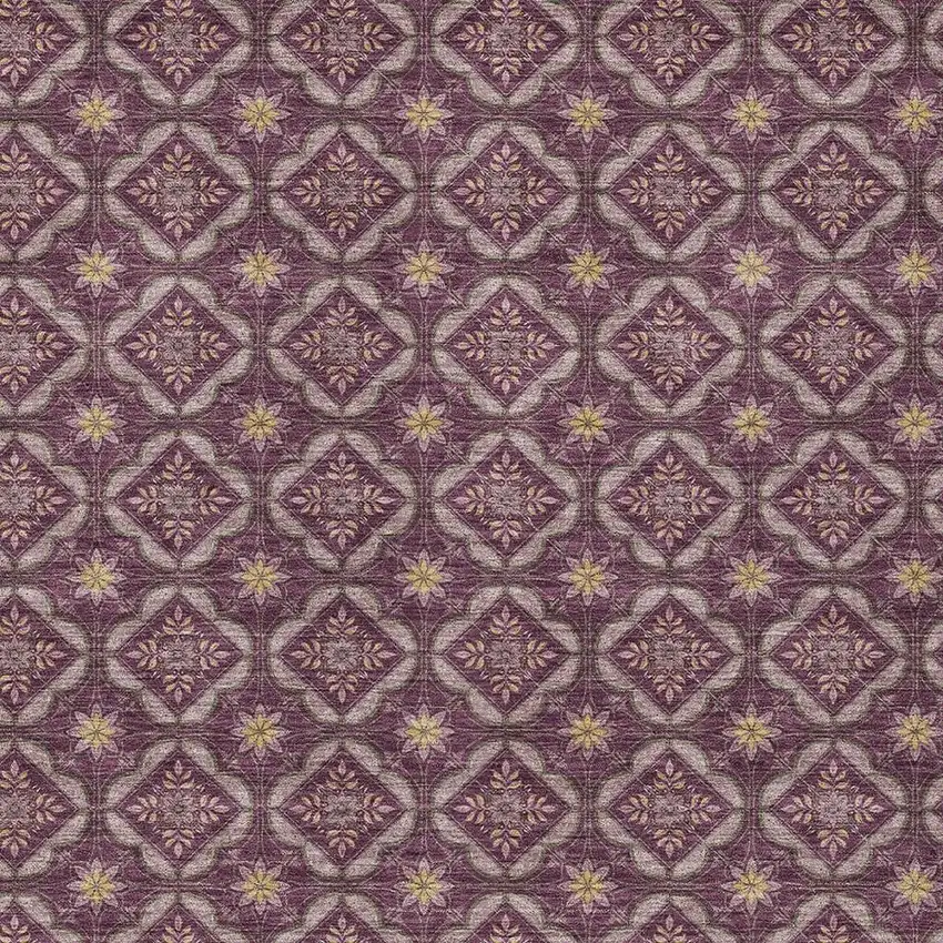 Eggplant And Purple Geometric Washable Indoor Outdoor Area Rug Photo 2