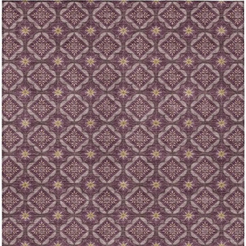 Eggplant And Purple Geometric Washable Indoor Outdoor Area Rug Photo 3