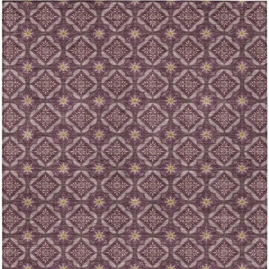 Eggplant And Purple Geometric Washable Indoor Outdoor Area Rug Photo 3