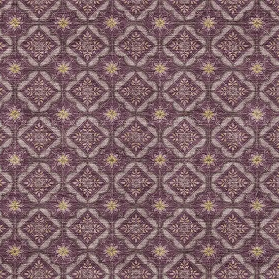 Eggplant And Purple Geometric Washable Indoor Outdoor Area Rug Photo 2
