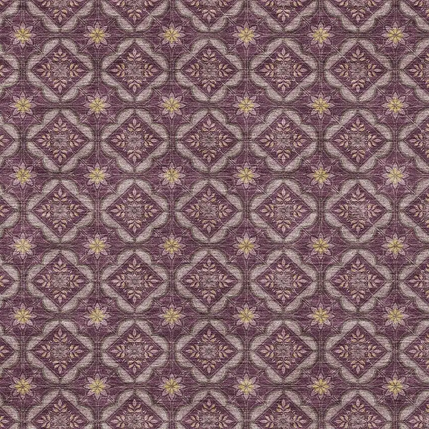 Eggplant And Purple Geometric Washable Indoor Outdoor Area Rug Photo 2