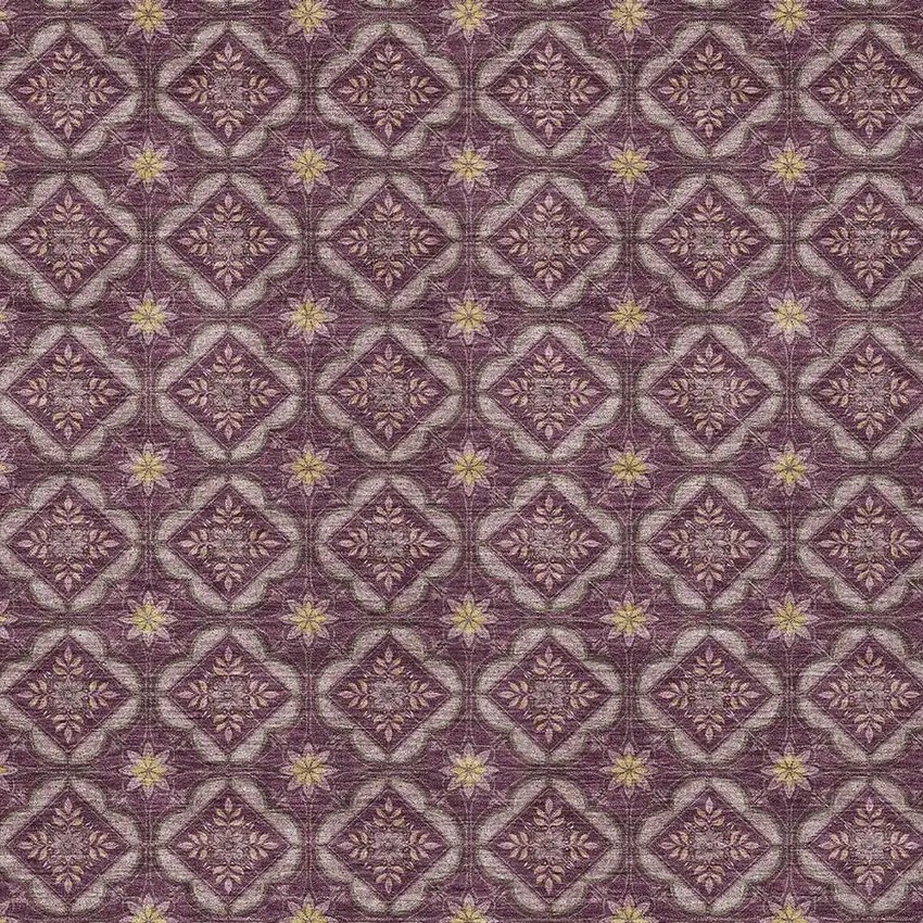Eggplant And Purple Geometric Washable Indoor Outdoor Area Rug Photo 2