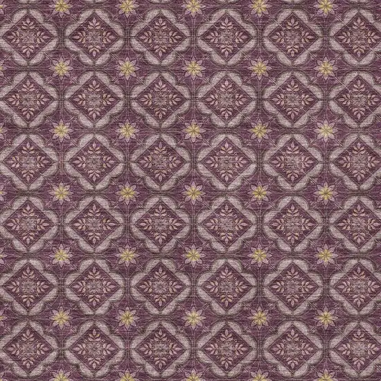 Eggplant And Purple Geometric Washable Indoor Outdoor Area Rug Photo 2