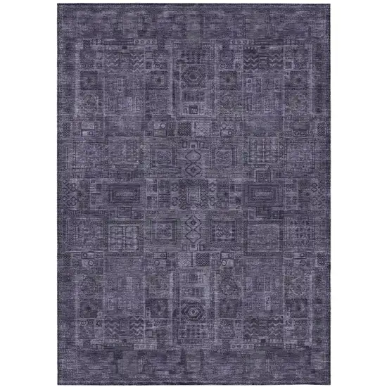 Eggplant And Purple Oriental Washable Indoor Outdoor Area Rug Photo 2