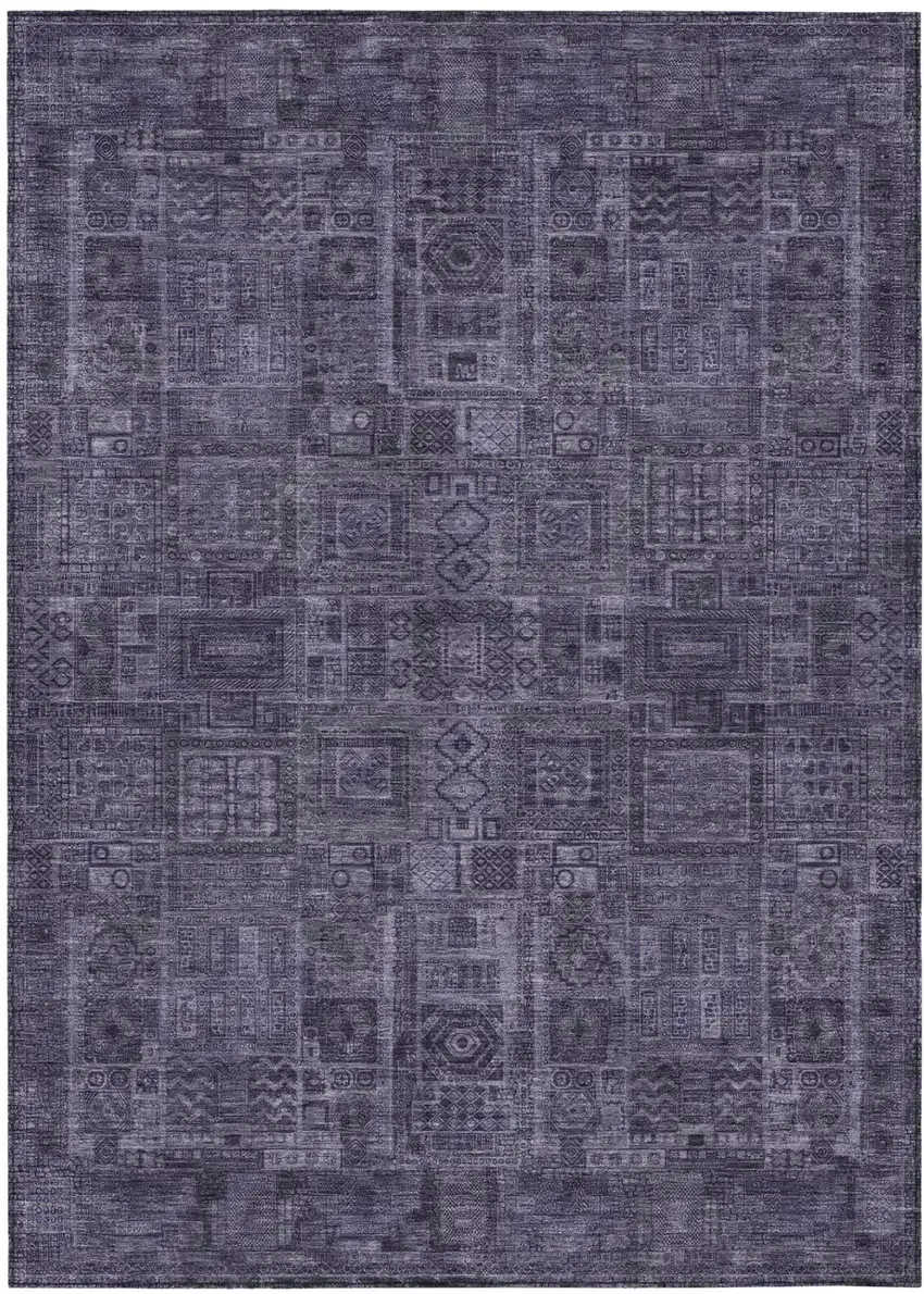 Eggplant And Purple Oriental Washable Indoor Outdoor Area Rug Photo 2