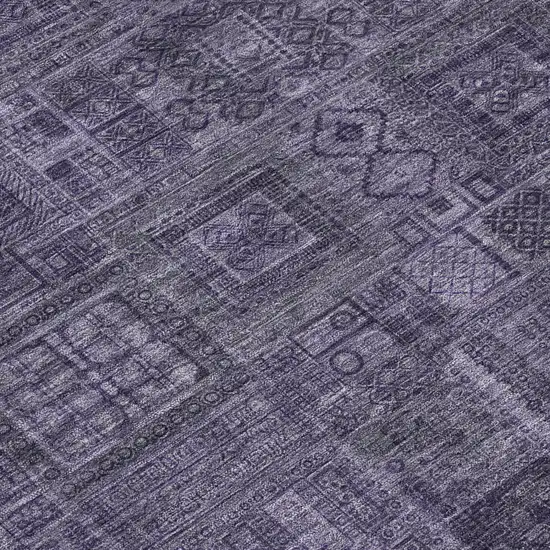 Eggplant And Purple Oriental Washable Indoor Outdoor Area Rug Photo 4