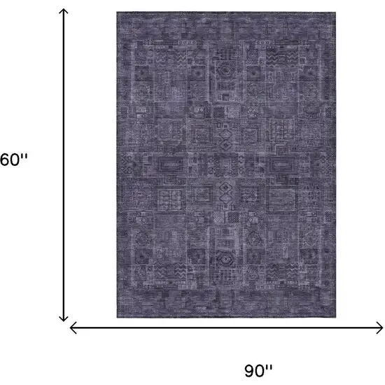 Eggplant And Purple Oriental Washable Indoor Outdoor Area Rug Photo 5