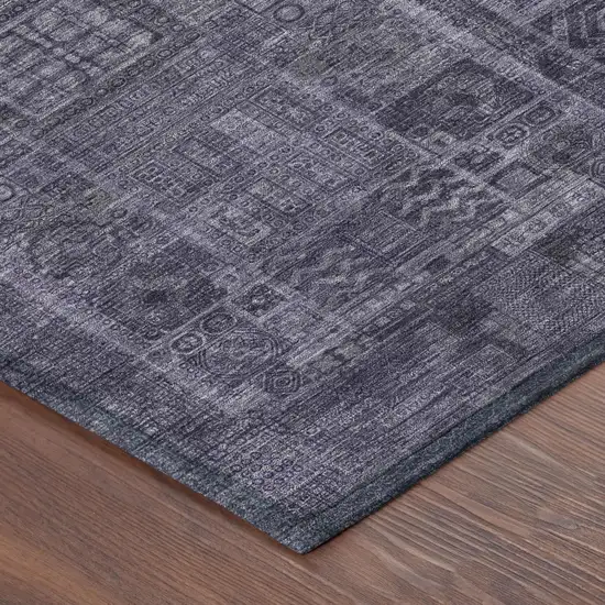 Eggplant And Purple Oriental Washable Indoor Outdoor Area Rug Photo 3