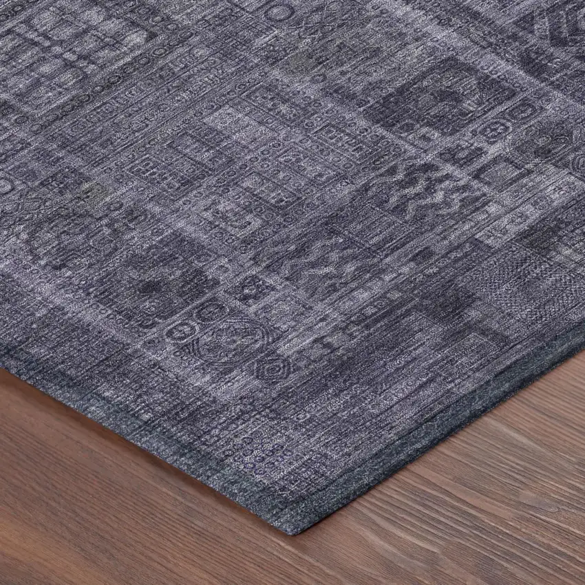 Eggplant And Purple Oriental Washable Indoor Outdoor Area Rug Photo 3