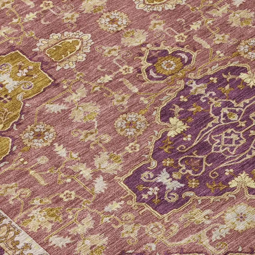 Eggplant And Purple Oriental Washable Indoor Outdoor Area Rug Photo 4