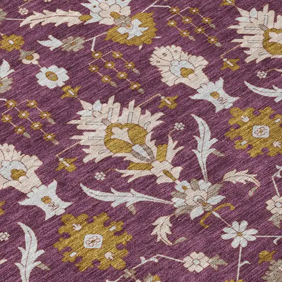Eggplant And Purple Oriental Washable Indoor Outdoor Area Rug Photo 4