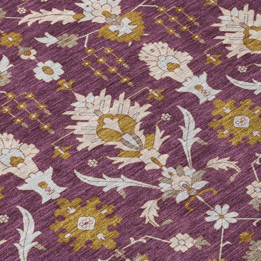 Eggplant And Purple Oriental Washable Indoor Outdoor Area Rug Photo 4