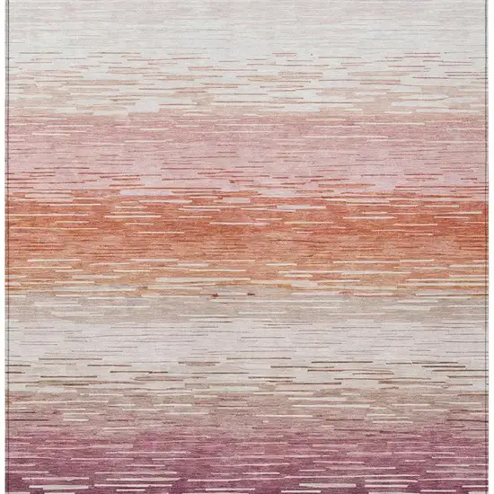 Eggplant And Purple Striped Washable Indoor Outdoor Area Rug Photo 6