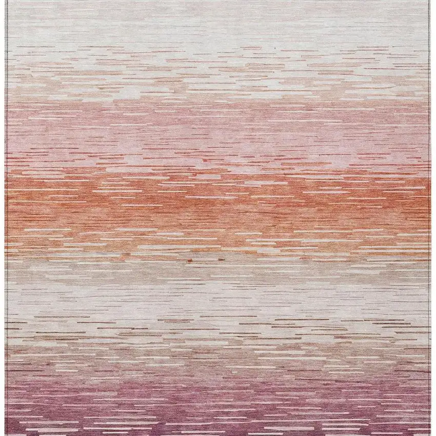 Eggplant And Purple Striped Washable Indoor Outdoor Area Rug Photo 8