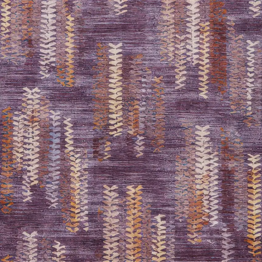 Eggplant And Purple Striped Washable Indoor Outdoor Area Rug Photo 1