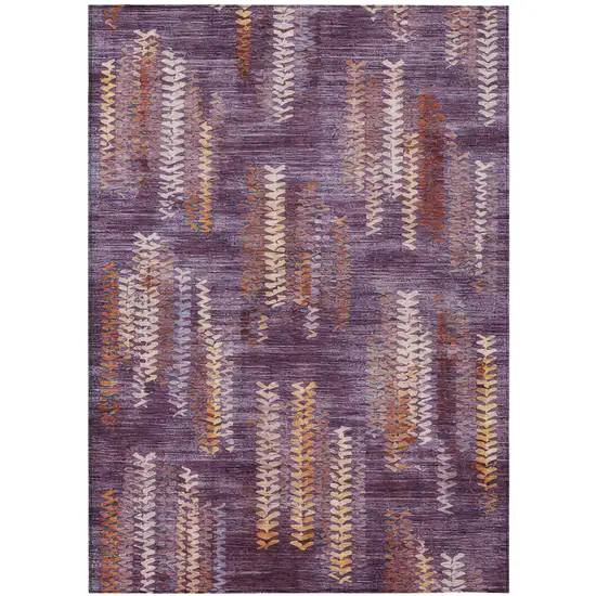 Eggplant And Purple Striped Washable Indoor Outdoor Area Rug Photo 2