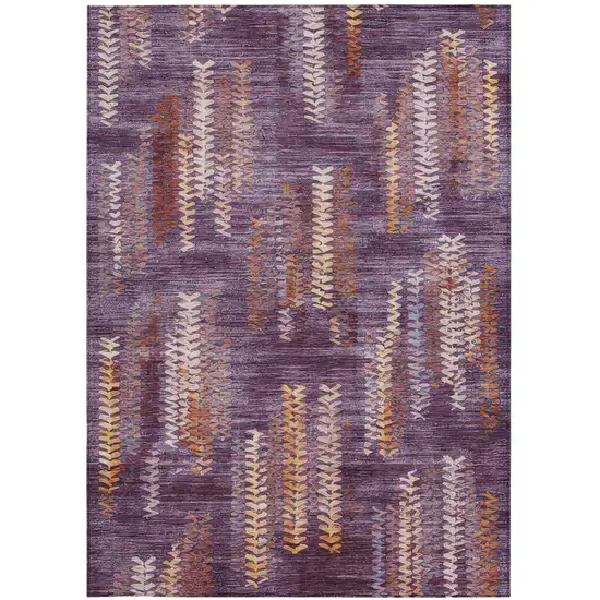 Eggplant And Purple Striped Washable Indoor Outdoor Area Rug Photo 3