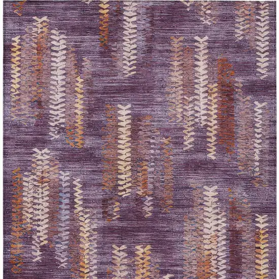 Eggplant And Purple Striped Washable Indoor Outdoor Area Rug Photo 3