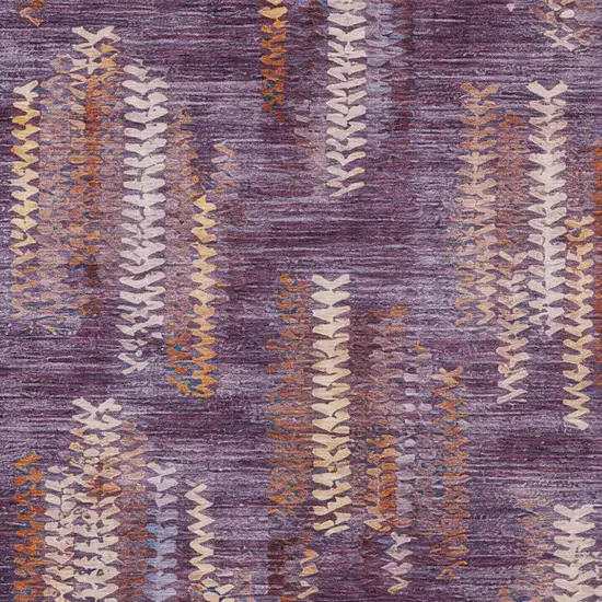 Eggplant And Purple Striped Washable Indoor Outdoor Area Rug Photo 2
