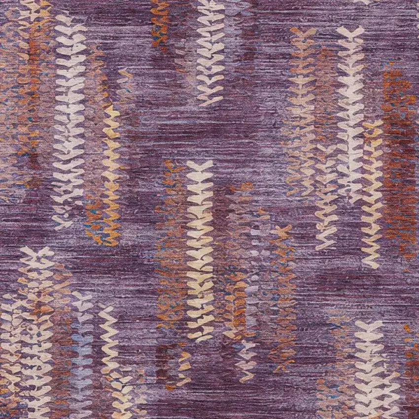 Eggplant And Purple Striped Washable Indoor Outdoor Area Rug Photo 4