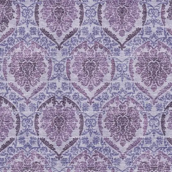 Eggplant And Silver Medallion Washable Area Rug With UV Protection Photo 3