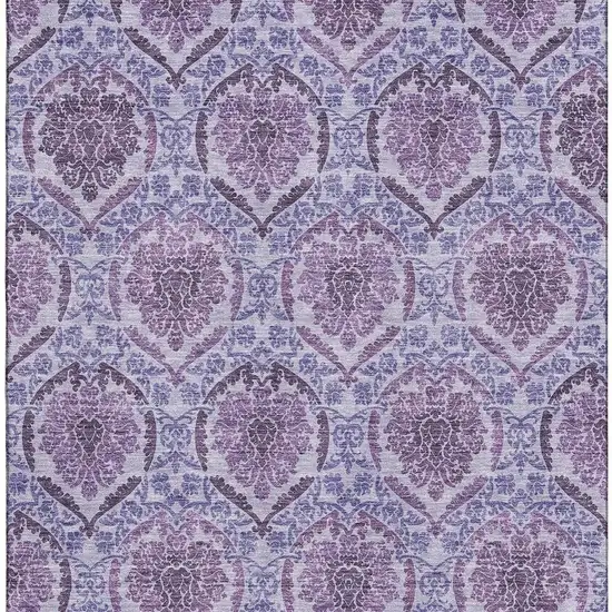 Eggplant And Silver Medallion Washable Area Rug With UV Protection Photo 4