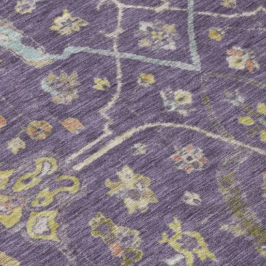 Eggplant Beige And Gold Floral Washable Indoor Outdoor Area Rug Photo 7