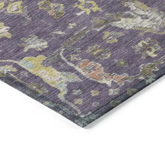 Eggplant Beige And Gold Floral Washable Indoor Outdoor Area Rug Photo 5