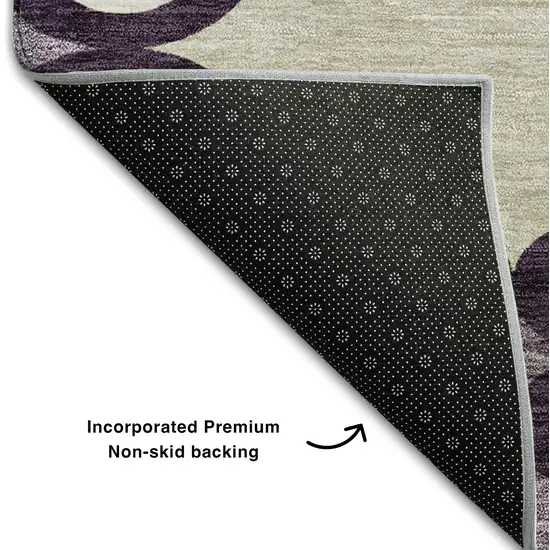 Eggplant Beige And Ivory Trellis Washable Area Rug With UV Protection Photo 7