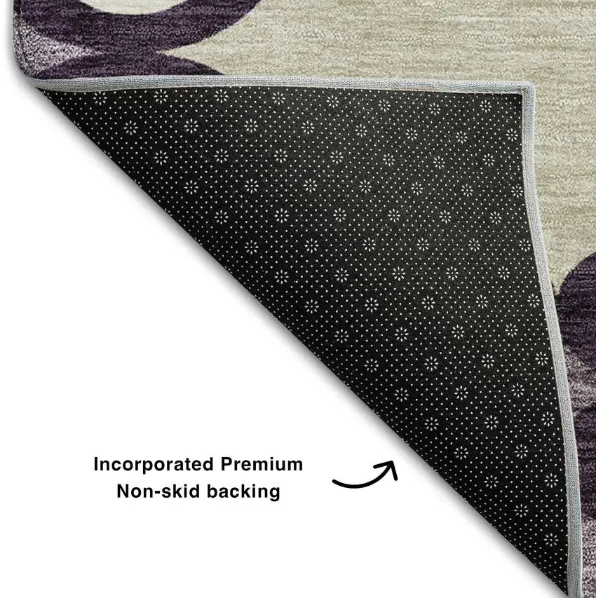 Eggplant Beige And Ivory Trellis Washable Area Rug With UV Protection Photo 7