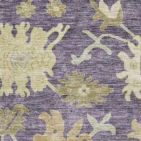 Eggplant Beige And Sage Floral Medallion Washable Area Rug With UV Protection Photo 4