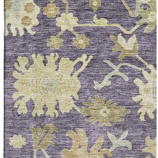Eggplant Beige And Sage Floral Medallion Washable Area Rug With UV Protection Photo 8