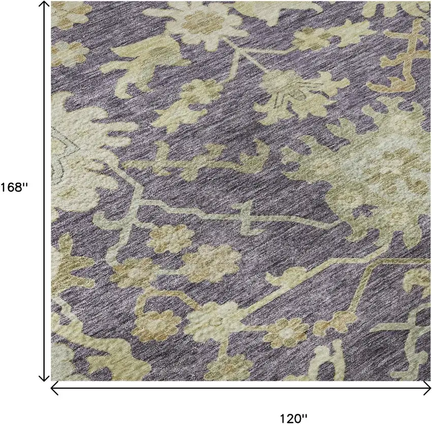Eggplant Beige And Sage Floral Medallion Washable Area Rug With UV Protection Photo 8