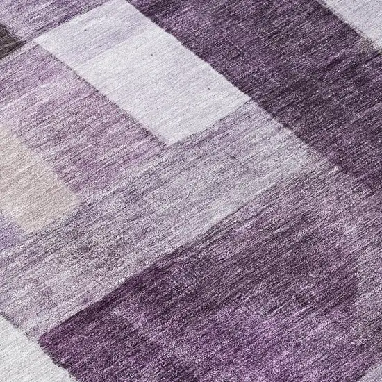 Eggplant Black And Lavender Geometric Washable Indoor Outdoor Area Rug Photo 7