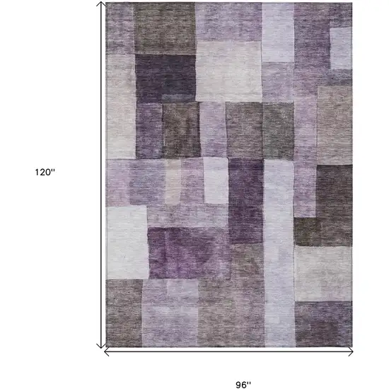 Eggplant Black And Lavender Geometric Washable Indoor Outdoor Area Rug Photo 3