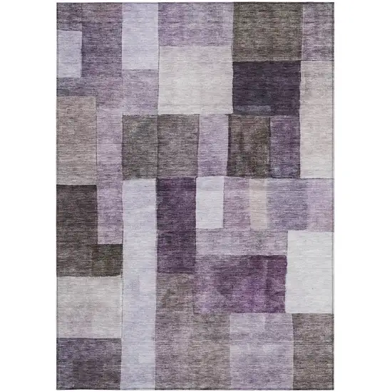 Eggplant Black And Lavender Geometric Washable Indoor Outdoor Area Rug Photo 7