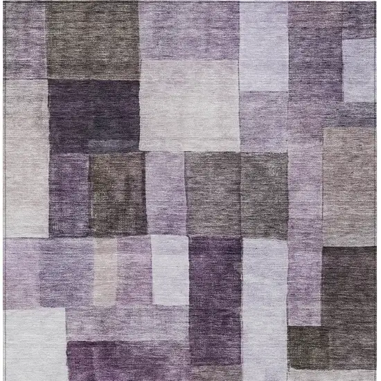 Eggplant Black And Lavender Geometric Washable Indoor Outdoor Area Rug Photo 6