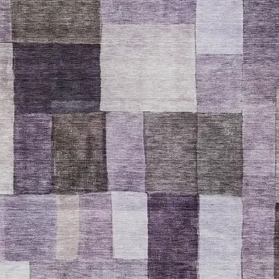 Eggplant Black And Lavender Geometric Washable Indoor Outdoor Area Rug Photo 6