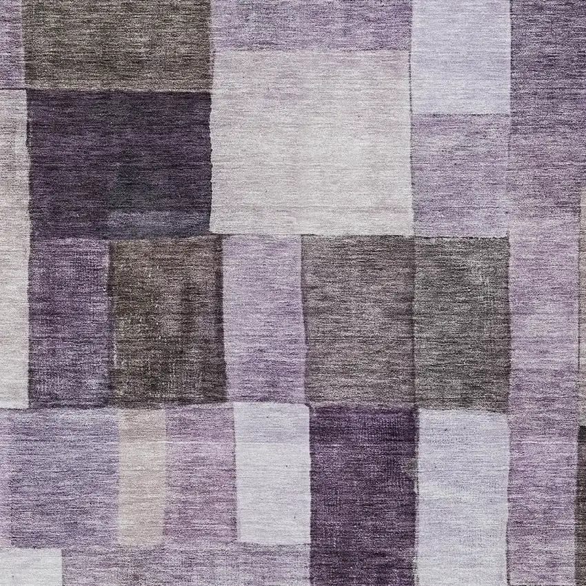 Eggplant Black And Lavender Geometric Washable Indoor Outdoor Area Rug Photo 6