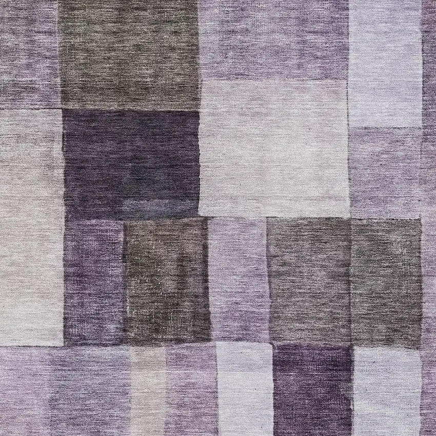 Eggplant Black And Lavender Geometric Washable Indoor Outdoor Area Rug Photo 6