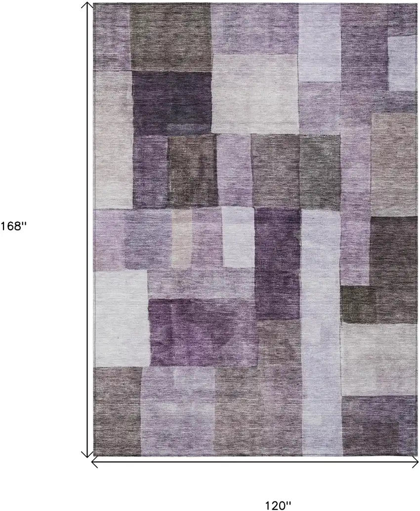 Eggplant Black And Lavender Geometric Washable Indoor Outdoor Area Rug Photo 3