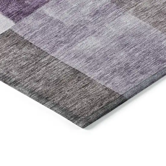 Eggplant Black And Lavender Geometric Washable Indoor Outdoor Area Rug Photo 5