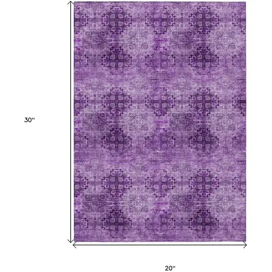 Eggplant Floral Medallion Washable Non Skid Indoor Outdoor Area Rug Photo 9