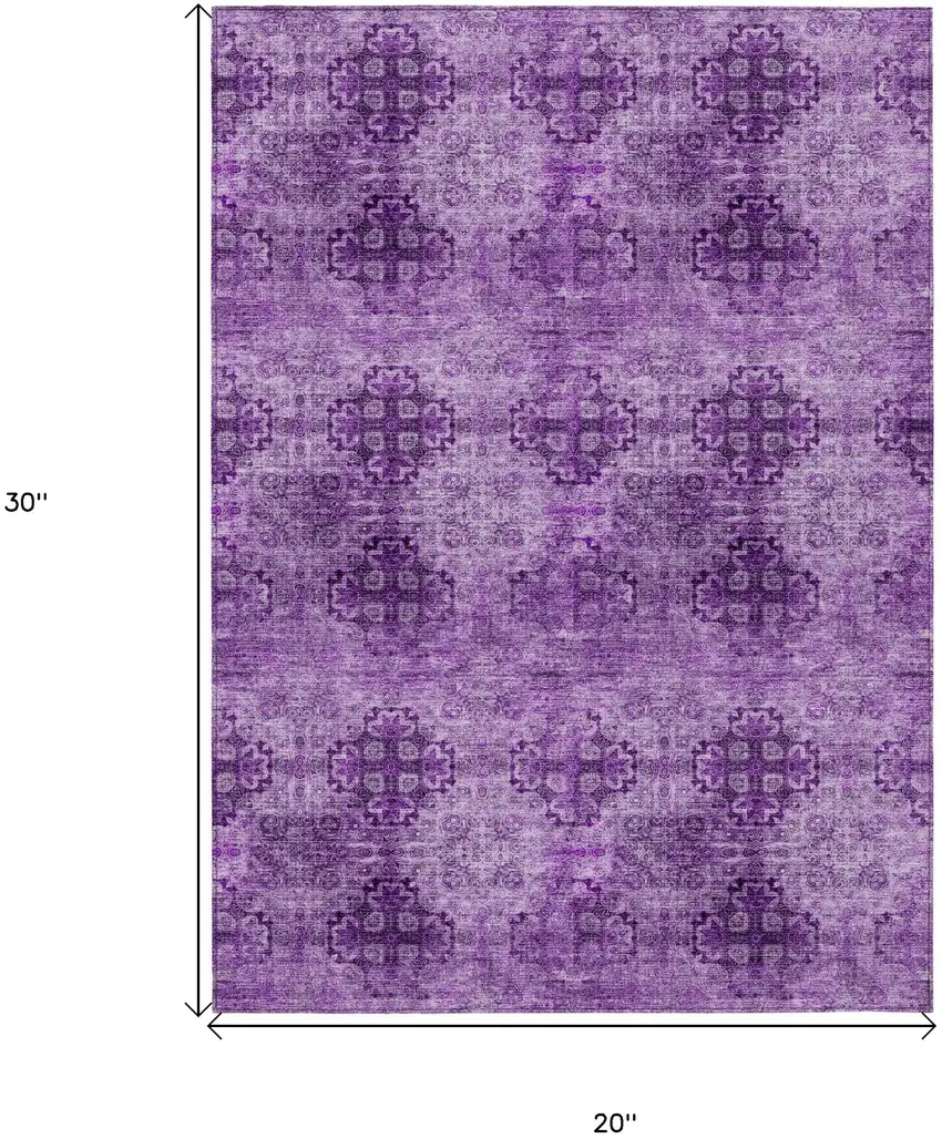 Eggplant Floral Medallion Washable Non Skid Indoor Outdoor Area Rug Photo 9