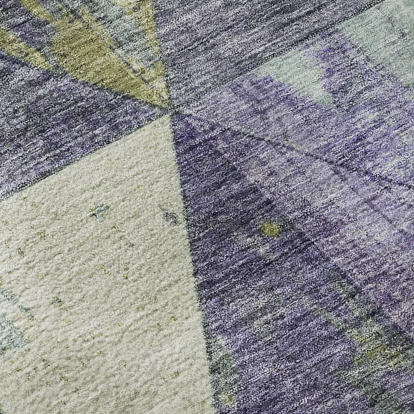 Eggplant Gold And Ivory Geometric Washable Area Rug With UV Protection Photo 8