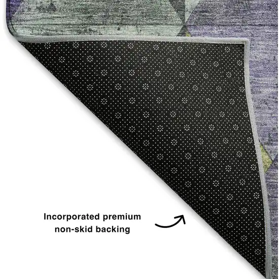 Eggplant Gold And Ivory Geometric Washable Area Rug With UV Protection Photo 6